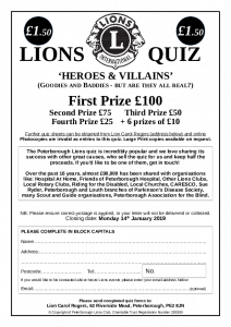 QUIZ SHEETS AVAILABLE FROM SEPT. 1st!